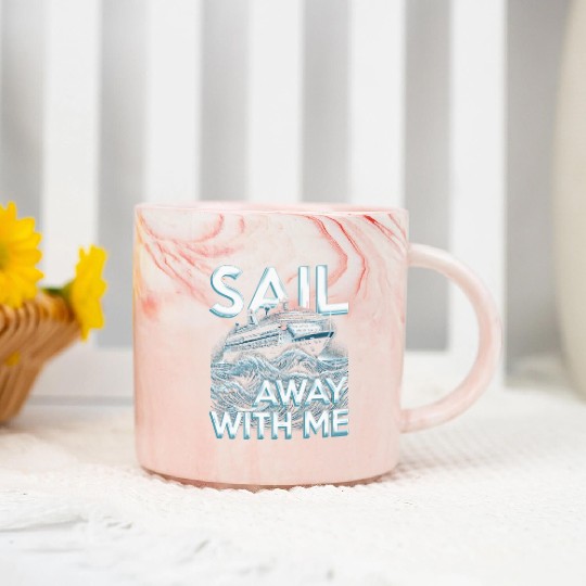 Cruise Ship Cruising Vacation Sail Away With Me Marble Mugs