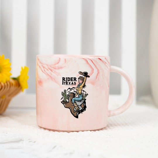 WILD WEST COW GIRL Marble Mugs