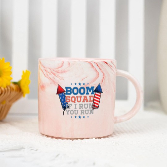 BOOM SQUAD Fireworks Director 4th of July Marble Mugs