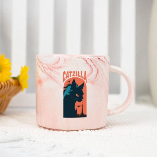Catzilla king of Cat monster Marble Mugs