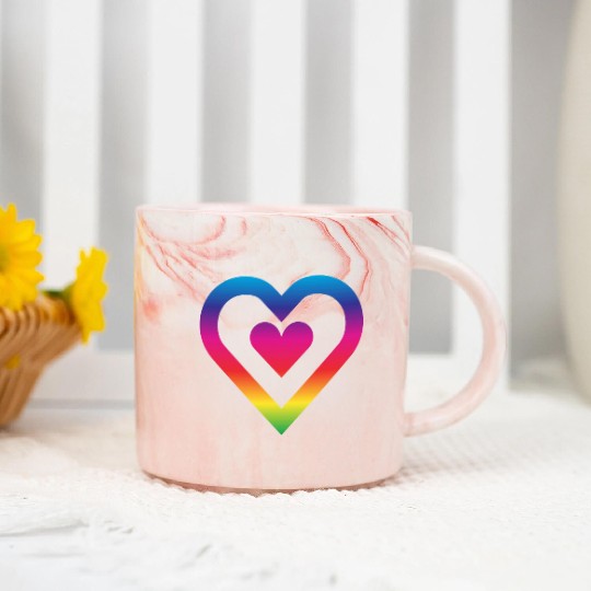 Rainbow Heart Homosexuality LGBT Love Marble Mugs