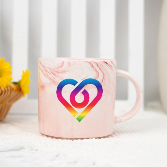 Rainbow Heart Homosexuality LGBT Love Marble Mugs