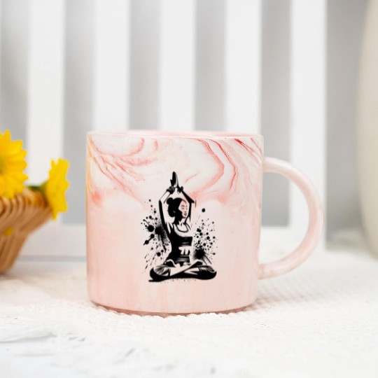 Meditation Relaxation Asian Yoga Teacher Marble Mugs