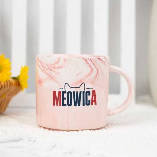 Meowica Cat Marble Mugs – Perfect Fourth of July