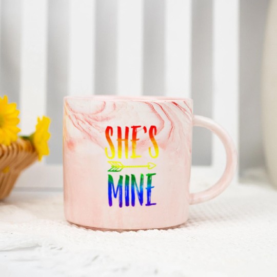 I'm Hers She's Mine LGBT Pride Lesbian Couple Marble Mugs