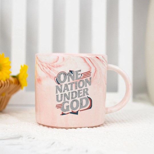 One Nation Under God Christian Pride Retro US Flag Marble Mugs