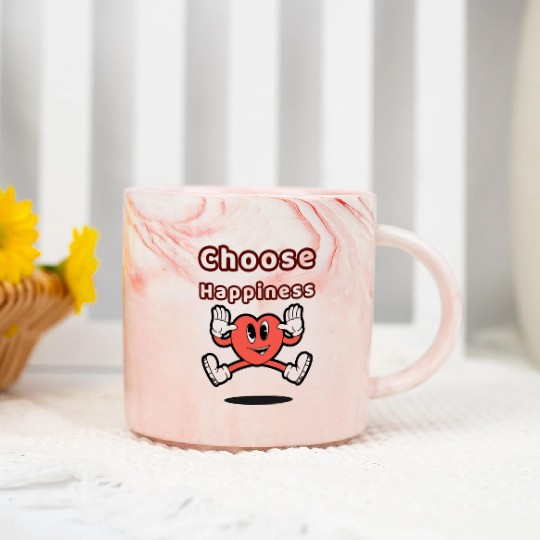 Choose Happiness: Embrace Joy and Positivity Marble Mugs