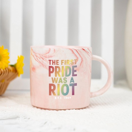 The First Pride Was A Riot LGBT Gay Ally Rainbow Marble Mugs