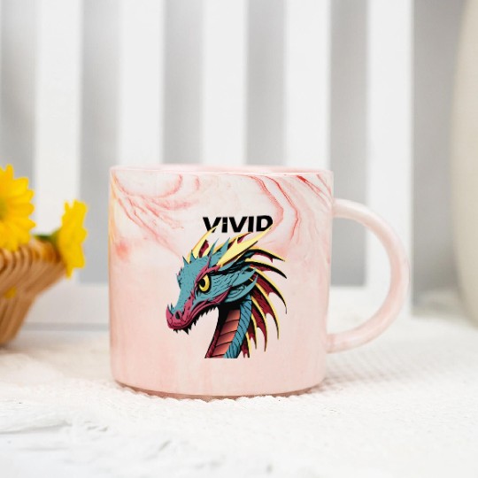 Minimalistic and Modern Dragon Design Marble Mugs
