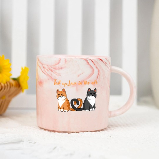 Cat lover -Tail up , love in the air Marble Mugs