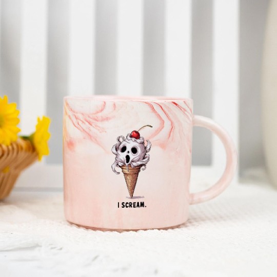 I Scream Ice Cream Skull Art Marble Mugs