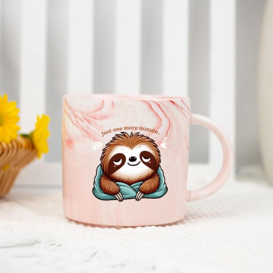 Sloth Just One More Minute Marble Mugs