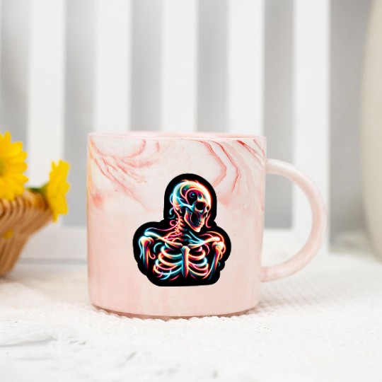 Neon Skeleton Psychedelic Glow Art Marble Mugs