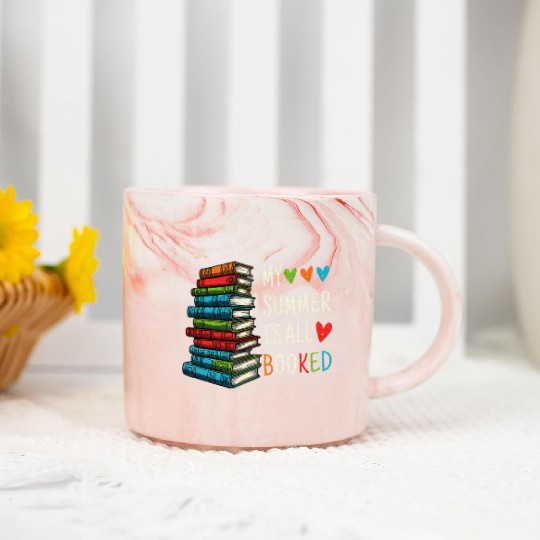 My Summer Is All Booked Book Reading Book lover Marble Mugs