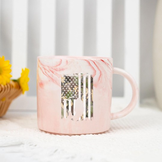 Camo Fish Hook Antler Deer Hunting Buck Hunter Marble Mugs