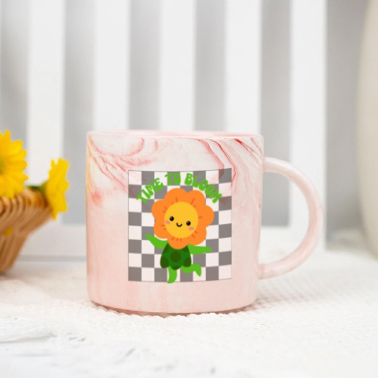 Time to Bloom: Floral Print Design Marble Mugs