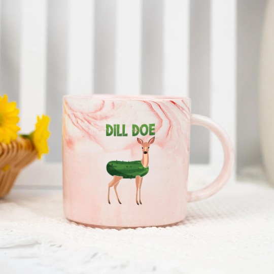 Dill Doe Funny Deer Pickle Pun Humor Marble Mugs