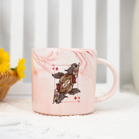Unicorn steampunk card game Queen of Diamonds Poke Marble Mugs