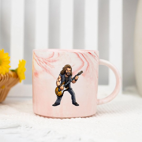 Electric Guitar Rock Star: Epic Heavy Metal Guitar Marble Mugs
