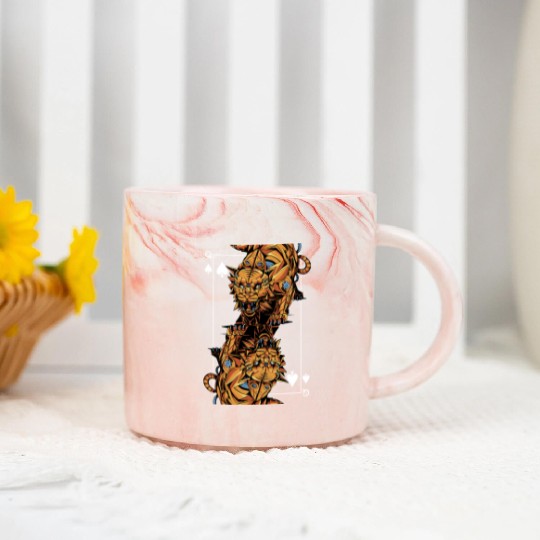 Tiger Steampunk Card Game Queen of Spades Poker Marble Mugs