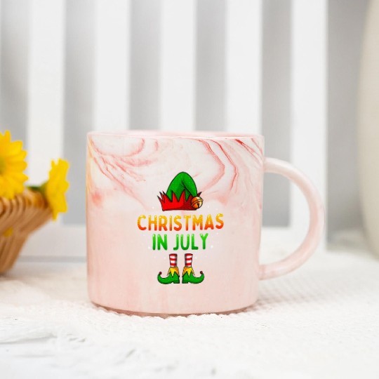Christmas In July Santa Elf Marble Mugs