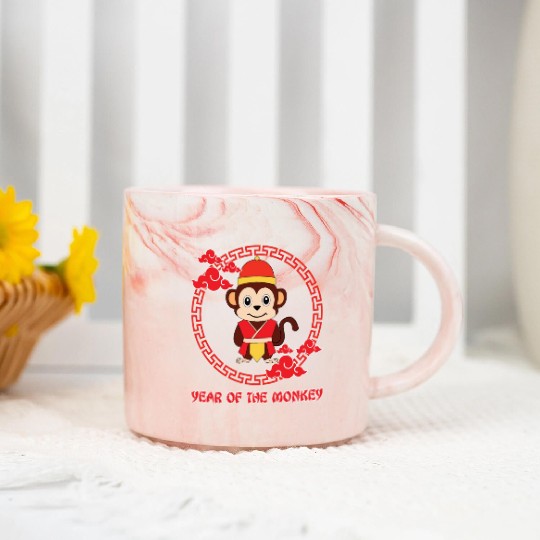 Year Of Monkey Cute Zodiac Kawaii New Year Marble Mugs