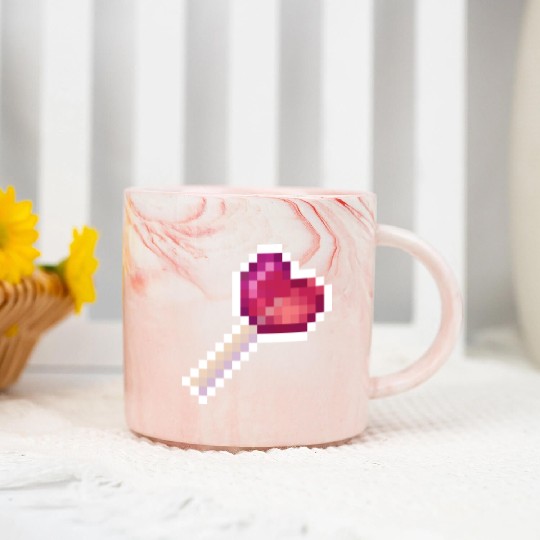 Pixel Art Sprite Cute Heart Lollipop Marble Mugs
