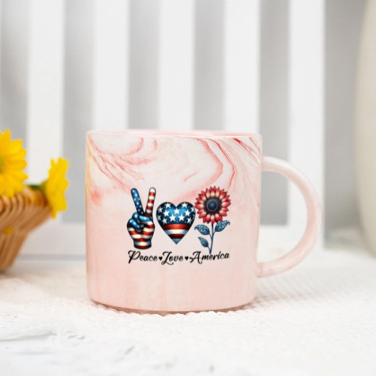 Peace Love America Marble Mugs
