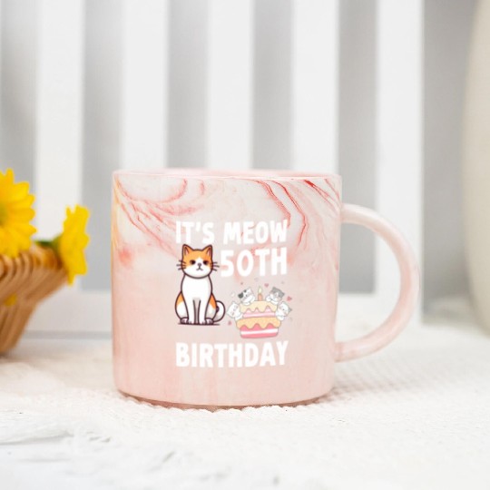 It's Meow 50 Year Old Birthday Cat Lover Marble Mugs