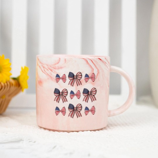 coquette bow american flag patriotic 4th Of July Marble Mugs