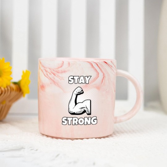 Stay Strong Motivational Muscle Design Marble Mugs