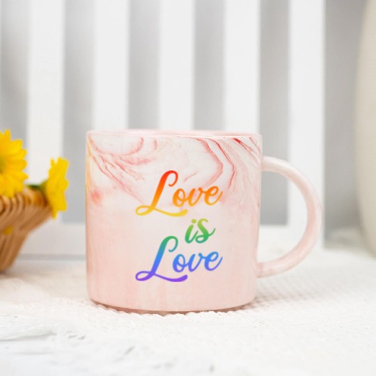 love is love rainbow colored letters Marble Mugs