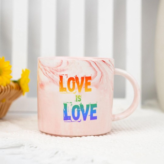love is love letter rainbow colored Marble Mugs