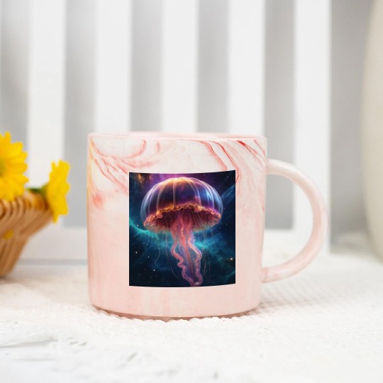 Cosmic Jellyfish Dance Marble Mugs