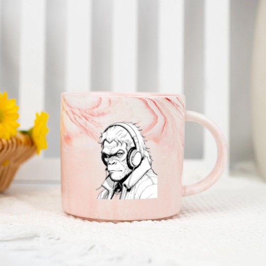 Gorilla wearing a headphones Marble Mugs