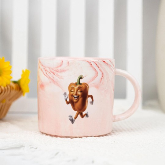 Orange Bell Pepper Running Realistic Marble Mugs
