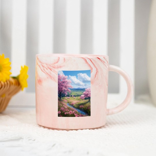 Cherry Blossom Marble Mugs