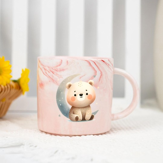 Little bear on the moon Marble Mugs