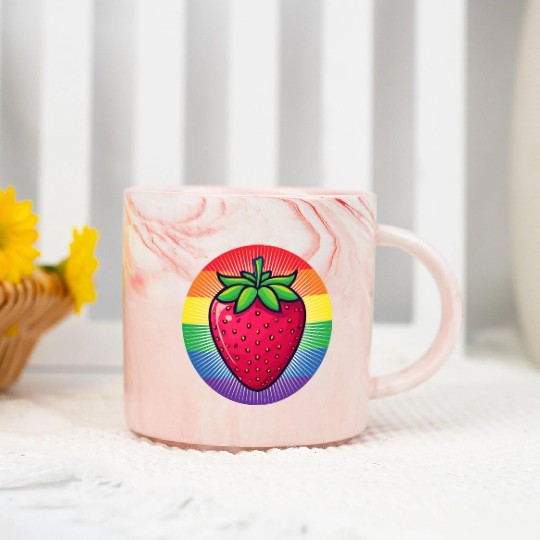 LGBTQ Strawberry Marble Mugs