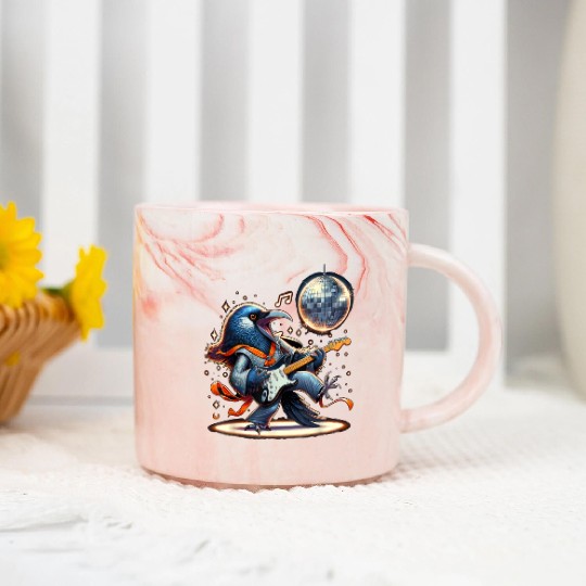 Disco Ball Guitar Raven Marble Mugs