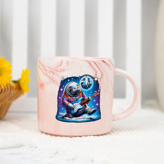 Disco Ball Guitar Manatee Marble Mugs