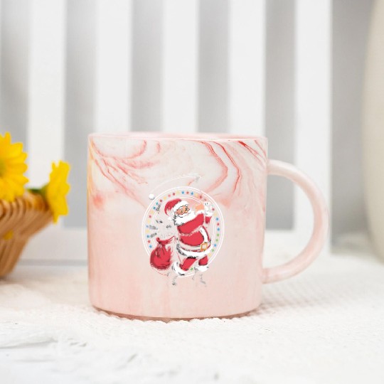 Golf Oh Christmas Santa Claus Vintage Golfer Golfi Marble Mugs