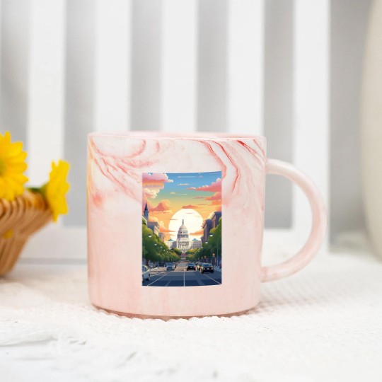 Sunset in US Capitol Washington DC Marble Mugs