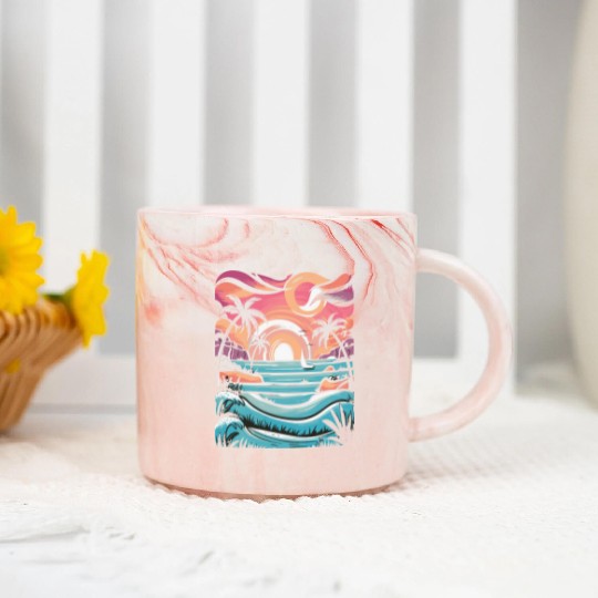 Azure Embrace Mediterranean Dreamscapes Marble Mugs