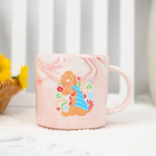 Cute Heart Cocker Spaniel Mom I Love Mom Marble Mugs