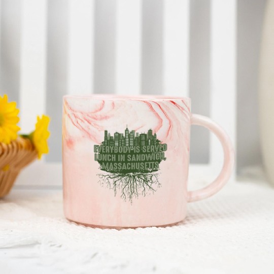 Whats Lunch in Sandwich Massachusetts Pun MA Joke Marble Mugs