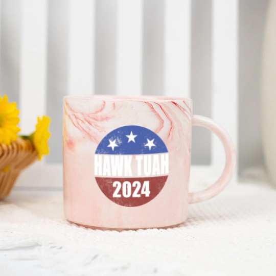 Hawk Tuah 2024 Election Button Hawk Tuahhawk tuah Marble Mugs