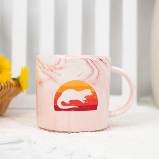 Sea Otter Sunset Retro Cute Lutra Animal Lover Fun Marble Mugs