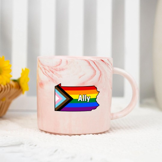 Pennsylvania Pride Ally Progress Flag Marble Mugs