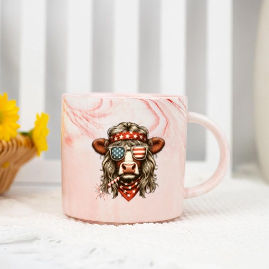 Rebel Bovine: Punk Cow Graphic Marble Mugs
